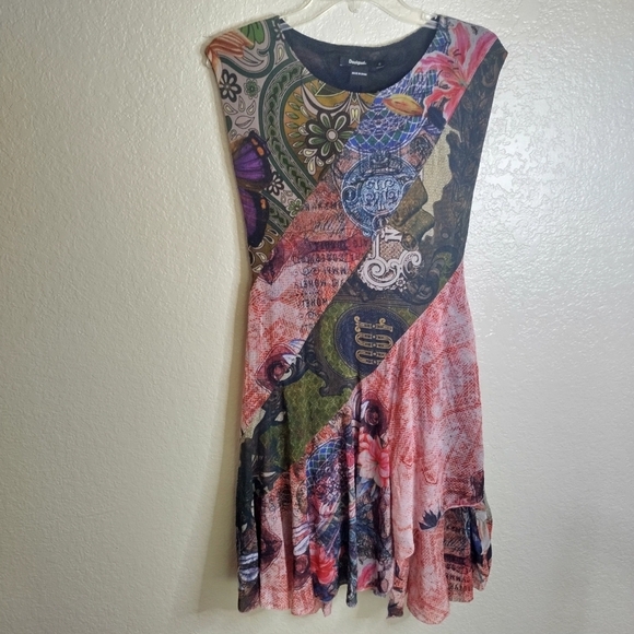 Desigual Rasha Patchwork Retro Dress Sz S - Picture 2 of 10